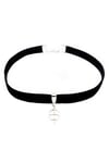 Siyah Renk Kadife Kadın Yonca Choker Kolye