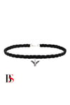 Siyah Süet Saç Örgü Albatros Kuşu Kadın Choker