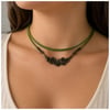 Süet - Antik Sarı Kadın Choker