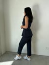 LACİVERT YELEĞİ VOLANLI KEMERLİ TAKIM
