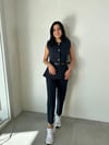 LACİVERT YELEĞİ VOLANLI KEMERLİ TAKIM
