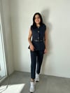 LACİVERT YELEĞİ VOLANLI KEMERLİ TAKIM