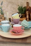 Keraart Soft Rainbow Badem Çay Fincan Takımı 12 Parça 6 Kişilik