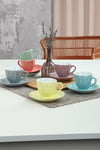 Keraart Soft Rainbow Badem Çay Fincan Takımı 12 Parça 6 Kişilik