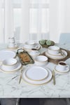 Mat Beyaz Gold Fileli Stackable Yemek / Kahvaltı Takımı 20 Parça 4 Kişilik