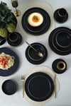 Mat Siyah Gold Fileli Stackable Yemek / Kahvaltı Takımı 20 Parça 4 Kişilik