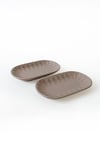 Mat Toprak Taupe Badem Kayık Tabak 22 Cm 2 Adet 977