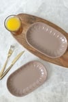 Mat Toprak Taupe Badem Kayık Tabak 22 Cm 2 Adet 977