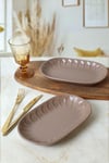 Mat Toprak Taupe Badem Kayık Tabak 22 Cm 2 Adet 977