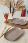 Mat Toprak Taupe Badem Kayık Tabak 25 Cm 2 Adet 977