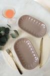 Mat Toprak Taupe Badem Kayık Tabak 25 Cm 2 Adet 977