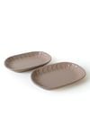 Mat Toprak Taupe Badem Kayık Tabak 25 Cm 2 Adet 977