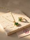 Gold Yeşil Çiçek Desenli Set