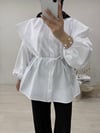DANTELLİ KOL LASTİKLİ GÖMLEK BEYAZ
