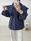 DANTELLİ KOL LASTİKLİ GÖMLEK LACİVERT