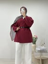 DERİ KEMERLİ CEKET BORDO