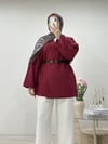 DERİ KEMERLİ CEKET BORDO
