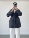 DERİ KEMERLİ KAŞE BLAZER CEKET ANTRASİT