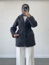 DERİ KEMERLİ KAŞE BLAZER CEKET ANTRASİT