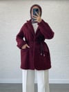 DERİ KEMERLİ KAŞE BLAZER CEKET BORDO