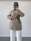 DERİ KEMERLİ KAŞE BLAZER CEKET EKRU
