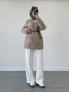 DERİ KEMERLİ KAŞE BLAZER CEKET EKRU