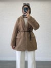 DERİ KEMERLİ KAŞE BLAZER CEKET KARAMEL