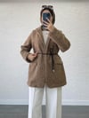DERİ KEMERLİ KAŞE BLAZER CEKET KARAMEL