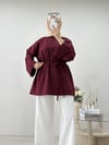 DİKİŞ DETAYLI YIRTMAÇLI TUNİK BORDO