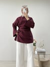 FERMUARLI YIRTMAÇLI TUNİK BORDO