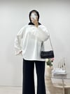 GÖMLEK YAKA YARIM DÜĞMELİ TUNİK BEYAZ