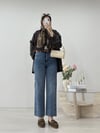 KEMERLİ PAÇASI KESİK JEAN KOYU MAVİ 