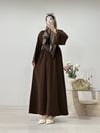KEMERLİ ŞİFON ABAYA KAHVE