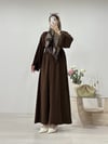 KEMERLİ ŞİFON ABAYA KAHVE