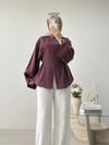 ÖNDEN YIRTMAÇLI PENSLİ TUNİK BORDO