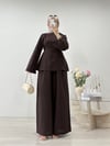 YANDAN YIRTMAÇLI KETEN TAKIM KAHVE