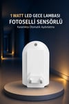1 Watt Fotoselli Sensörlü LED Gece Lambası Otomatik Yanan Koridor Yatak Çocuk Odası Aydınlatma Beyaz