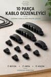 10 Parça Yapışkanlı Kablo Toplayıcı Düzenleyici Klips Masa TV Bilgisayar Şarj Kablosu Tutucu Masaüstü