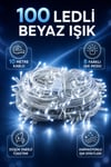 100 LED Beyaz Yılbaşı Işığı 10 Metre 8 Modlu Animasyonlu Eklenebilir Dekoratif Aydınlatma Işık Seti