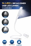 14 Led USB Lamba Esnek 3 Kademeli Masa Lambası Bilgisayar Laptop Klavye Aydınlatma Beyaz