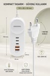 15W Çoklu Şarj Adaptörü 2 Type-C 2 USB-A Çıkışlı PD Lightning Destekli 4 Portlu Aşırı ısınma, kısa devre ve yüksek akım koruması