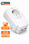 16 Amper 3680 Watt Tekli Akım Korumalı Priz 2 USB Çıkışlı Çocuk Korumalı 1400 Joule