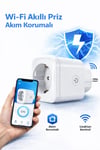16A Akım Korumalı WiFi Akıllı Priz SmartLife Uyumlu Android iOS Telefon Kontrollü Enerji Takipli