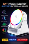 5W İndüksiyonlu Bluetooth Hoparlör 2000mAh RGB Işıklı Standlı Telefon Ses Yükseltici Speaker Güçlü