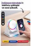 5W İndüksiyonlu Bluetooth Hoparlör 2000mAh RGB Işıklı Standlı Telefon Ses Yükseltici Speaker Güçlü