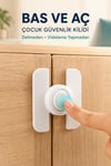 Çocuk Güvenlik Kilidi Güçlü Yapışkanlı Düğmeli Buzdolabı Çekmece Dolap Kapak Kilidi Delmeden Kolay Montaj 1 Adet