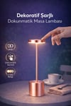 Dekoratif Masa üstü Şarjlı Dokunmatik Masa Lambası Rose Gold 3 Işık Renkli Dimerli Metal