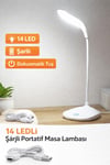 Dokunmatik 14 LED Şarjlı Portatif Masa Lambası USB Akrobatik Beyaz Işık 3 Mod LED Işık