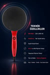 Elektrikli Krep Tavası 650 Watt 20 cm Yapışmaz Yüzey Pankek Gözleme Tortilla Makinesi Kolay Hızlı Yapım