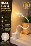 Esnek USB'li LED Gece Lambası Çalışma Okuma Masa Lambası Powerbank Uyumlu Taşınabilir Ultra Hafif Beyaz